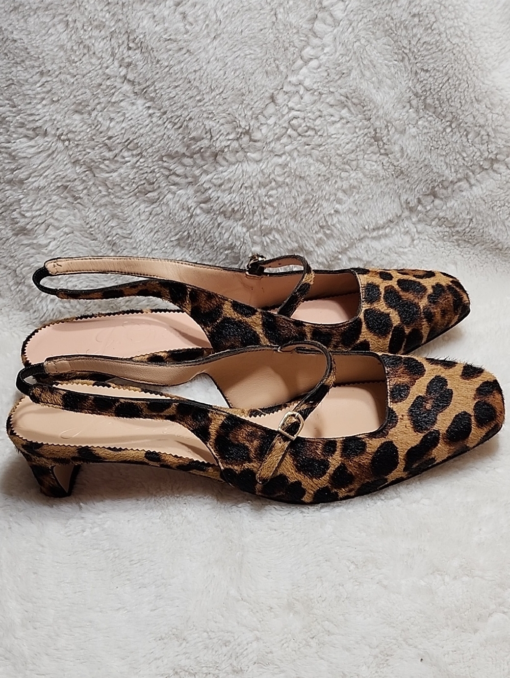 J.Crew Layla slingback Mary Jane heels in leopard calf hair 10 - Picture 14 of 16